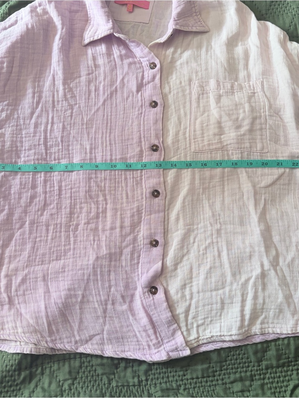 Simply Southern Colorblock Gauze Button Down Shirt Medium Purple Pastel - Picture 5 of 7
